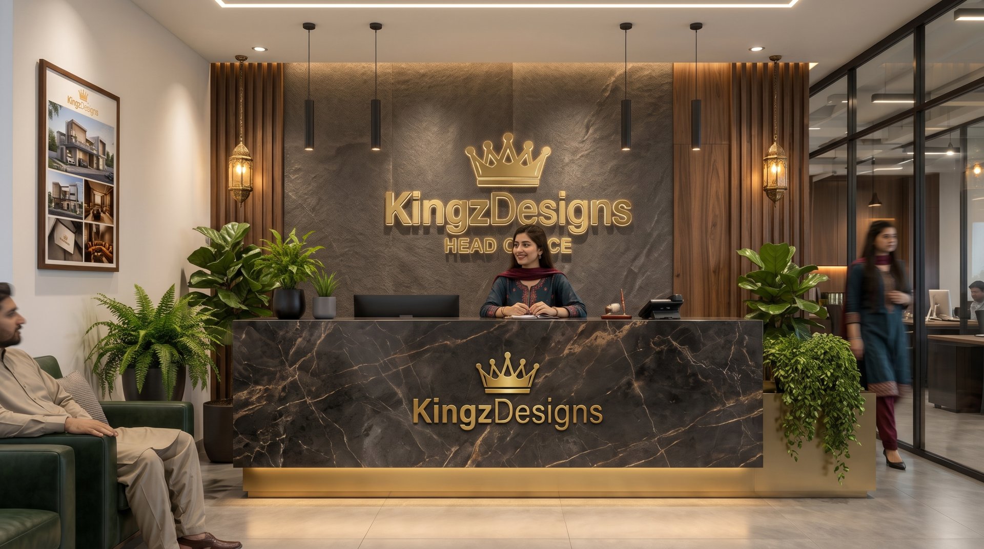 KingzDesigns Head Office Reception Desk and Welcome Lounge in Bahawalpur, Pakistan