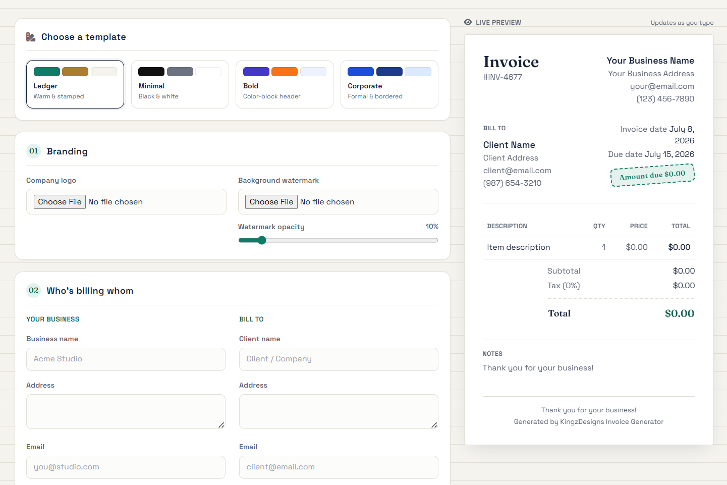 Free Online Invoice Generator Post
