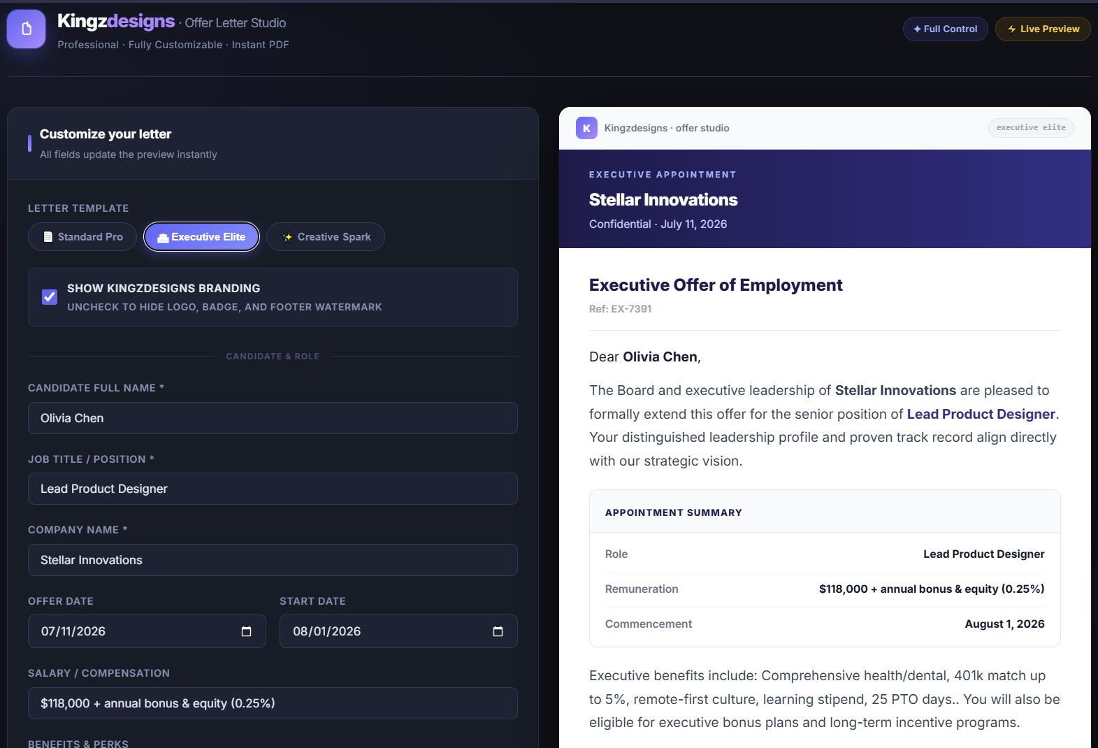 Free Online Offer Letter Generator with Live Preview Post