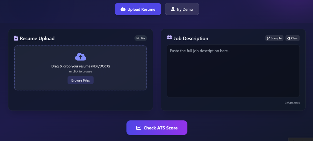 ATS Resume Checker online tool for analyzing resume compatibility with applicant tracking systems and improving ATS score