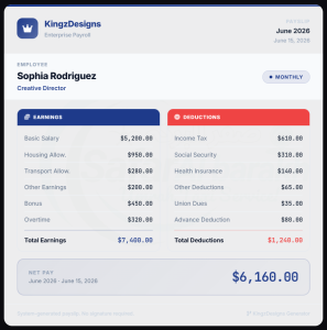 Payslip Studio Pro online tool for creating professional employee payslips with automatic salary calculations and PDF download
